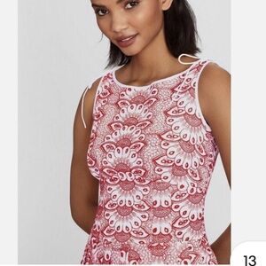 Brooks Brothers Embroidered Red Dress Size 6 Fit And Flare